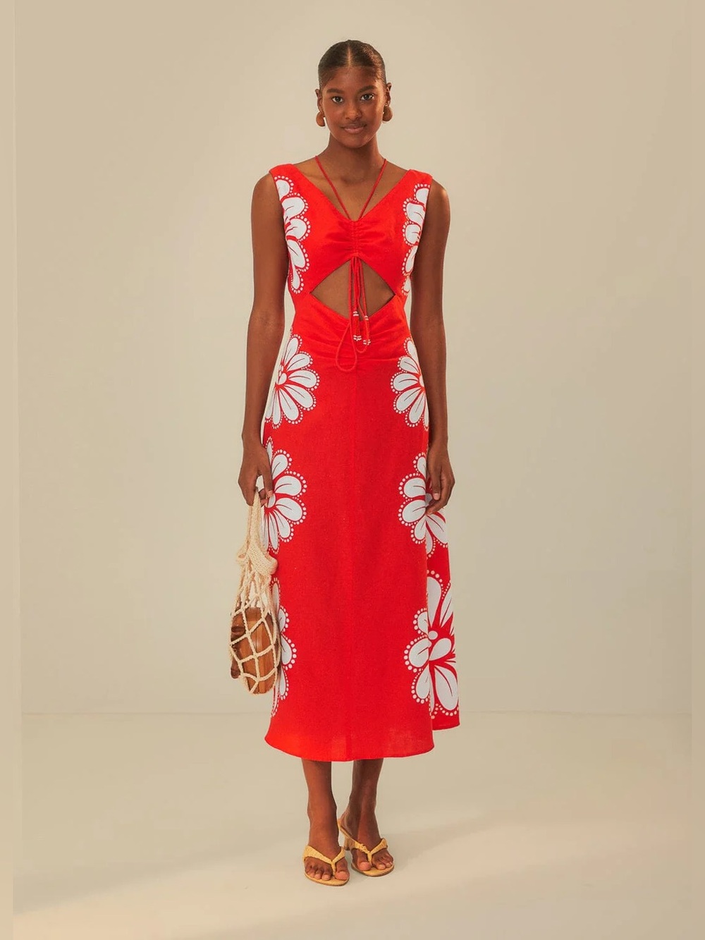 NWT Farm Rio Ainika Shell Red Midi Dress